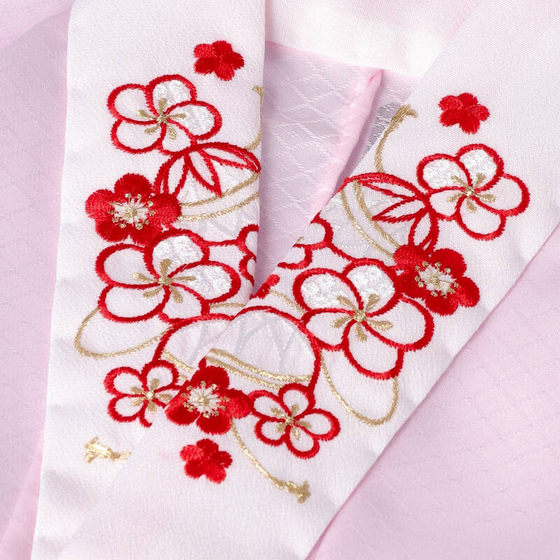 七五三七歳四つ身：N149 【正絹】総絞り ピンク 熨斗束に手毬 | 七五三