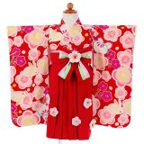 ベビー着物 : ジャパンスタイル BK003 【1歳～2歳 女の子 着物】袴 赤 