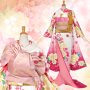公式の店舗 白とピンク 引き振袖：W005 桜と椿| 京都 | 婚礼衣装レンタル 着物・浴衣