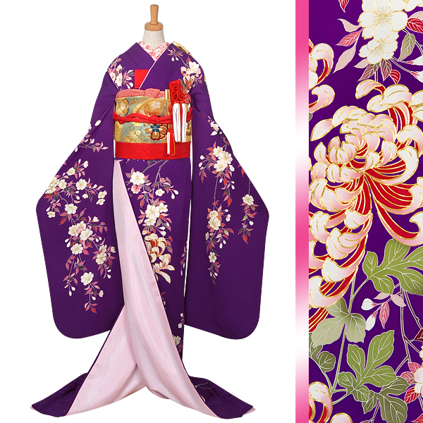 引き振袖：W009 紫 春秋花比べ☆| 婚礼衣装レンタル | 京都着物 
