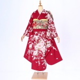 ▼デニム桜着物 椿柄の着物デニム | 桜-SAKURA
