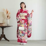 振袖：R1026 赤 彩色牡丹(絹)│ 振袖レンタル │ 京都着物レンタル夢館