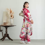 振袖：R1026 赤 彩色牡丹(絹)│ 振袖レンタル │ 京都着物レンタル夢館