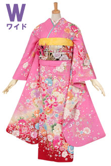 振袖：R1103 黒 牡丹と桜（赤ぼかし）(絹)(w)│ 振袖レンタル │ 京都