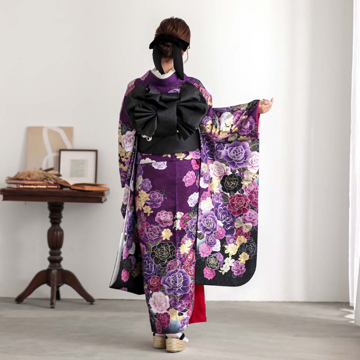 振袖：R1188 紫 薔薇☆(絹)│ 振袖レンタル │ 京都着物レンタル夢館