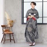 振袖：R1196 黒 絞り 熨斗に牡丹☆(絹)(宅)│ 振袖レンタル │ 京都