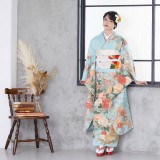 振袖：R1430 職人の匠技 特選 汕頭刺繍 御所車に四季花☆(絹)│ 振袖