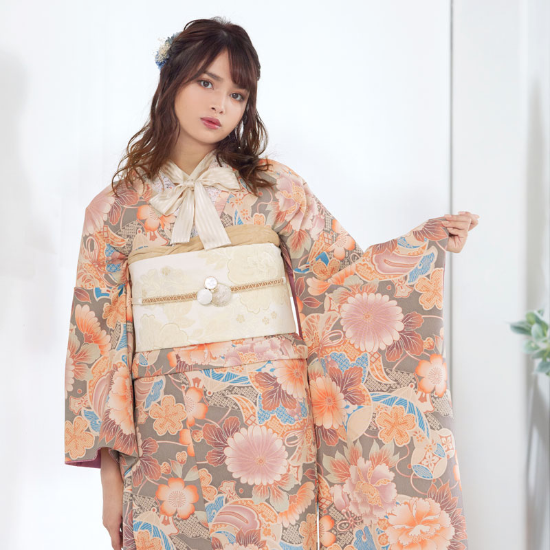 振袖：R151 ツモリチサト オフグレー 花々宝尽くし☆│ 振袖レンタル