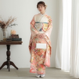 振袖：R1532 白×ピンク 雲取 花と鞠 宝尽くし☆(絹)│ 振袖レンタル