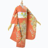 専用*【103】正絹　振袖　朱色地　百花繚乱　色紙重ね紋　レトロ　華やか 専用*【103】正絹 振袖 朱色地 百花繚乱 色紙重ね紋 レトロ 華やか