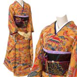 振袖：R157 紅型 花鳥家☆(絹)│ 振袖レンタル │ 京都着物