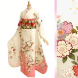 振袖：R166 白 ピンク桜☆(絹)│ 振袖レンタル │ 京都着物レンタル夢館