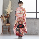 振袖：R1817 ピンク 桧扇に花（絹）│ 振袖レンタル │ 京都着物