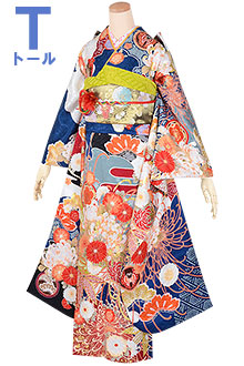 振袖:R1753 【訳あり】青 雪輪に糸菊(絹)(R1847)│ 振袖レンタル 振袖:R1753 【訳あり】青 雪輪に糸菊(絹)(R1847)│ 振袖レンタル