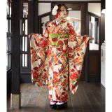 振袖：R1854 九重 クリーム色 橘と笹竹│ 振袖レンタル │ 京都着物