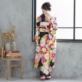 振袖：R1906 紅一点 黒 牡丹にねじ梅鶴│ 振袖レンタル │ 京都着物