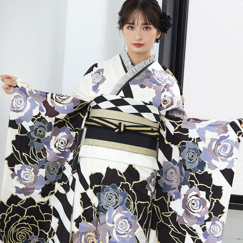 振袖：R1933 セシルマクビー 白 薔薇尽くし(宅)(R1521)│ 振袖レンタル
