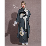 振袖：R1947 玉城ティナ×紅一点 玉城ティナ×紅一点 グレー 大輪薔薇