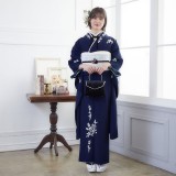 振袖：R1952 Kami Shibai 紺 草花│ 振袖レンタル │ 京都着物レンタル夢館