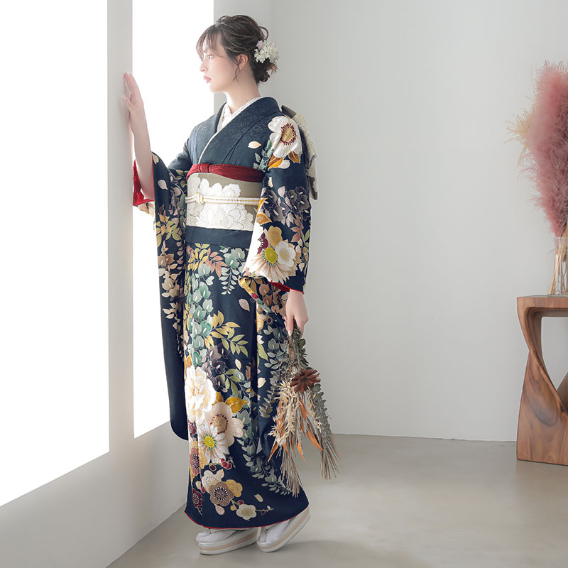 まりも 千切屋 振袖 反物 手描き友禅 貝桶 熨斗 橘 金彩 刺繍 千