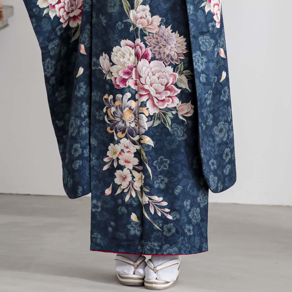 留袖 作家物 振袖MIX 花ブルー系 着物リメイクスカート* ffe748672757c796ed241e6262bf38