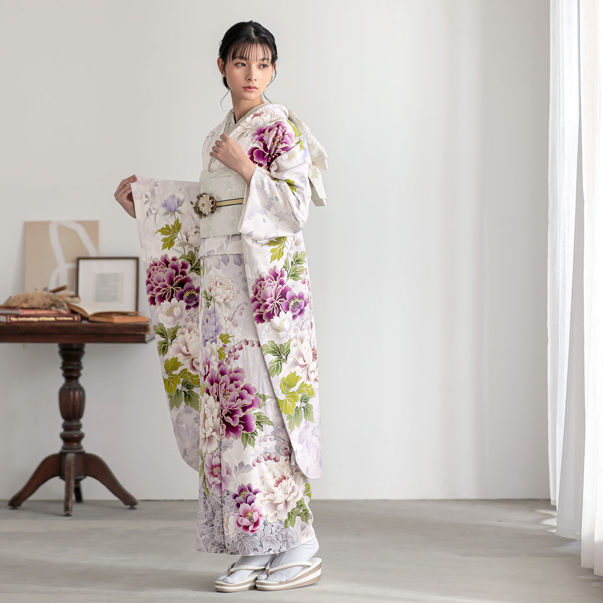 振袖フルセット 身丈153.5裄66.5 豪華絢爛 銀彩 Sサイズ 薄紫 振袖 身丈153.5cm 裄丈64cm M 袷 花車 草花 銀糸 銀彩 ピンク 正絹