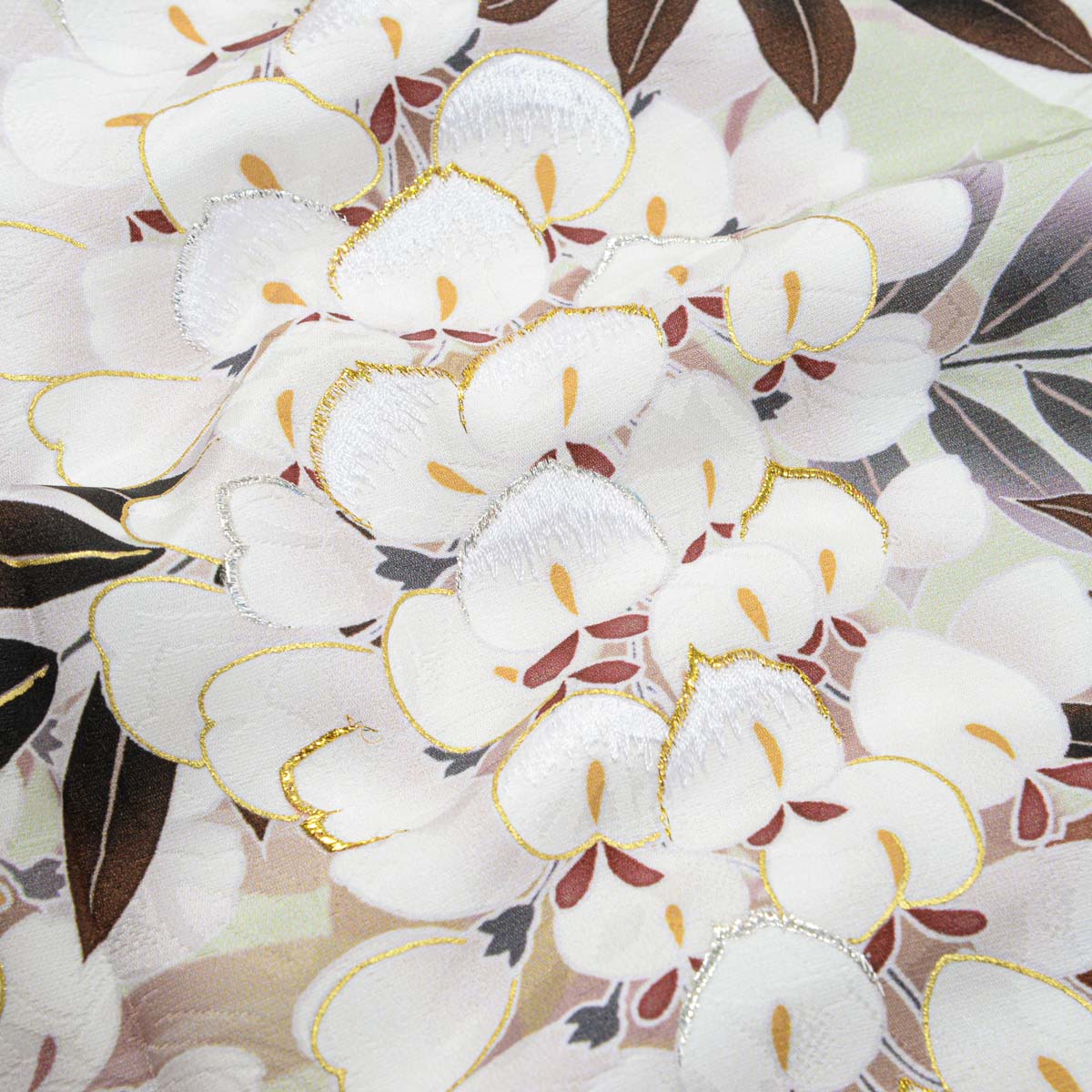 振袖：R2057 モスグリーンx白 藤花│ 振袖レンタル │ 京都着物