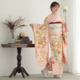 専用　振袖 着物　ピンク✖️シャンパンゴールドクリーム系 刺繍　一式 振袖：R2061 吉澤の友禅 ピンク 手毬に花丸文│ 振袖レンタル │ 京都