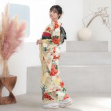【10％OFF】 振袖： R2068芸艸堂アイボリー 御所文様雲取り 着物・浴衣