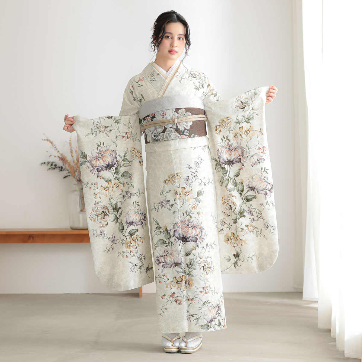 振袖：R2069 JILL STUART アイボリー 花更紗│ 振袖レンタル │ 京都