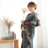 振袖：R2073 和風館 ブルー ゴブラン織調薔薇│ 振袖レンタル