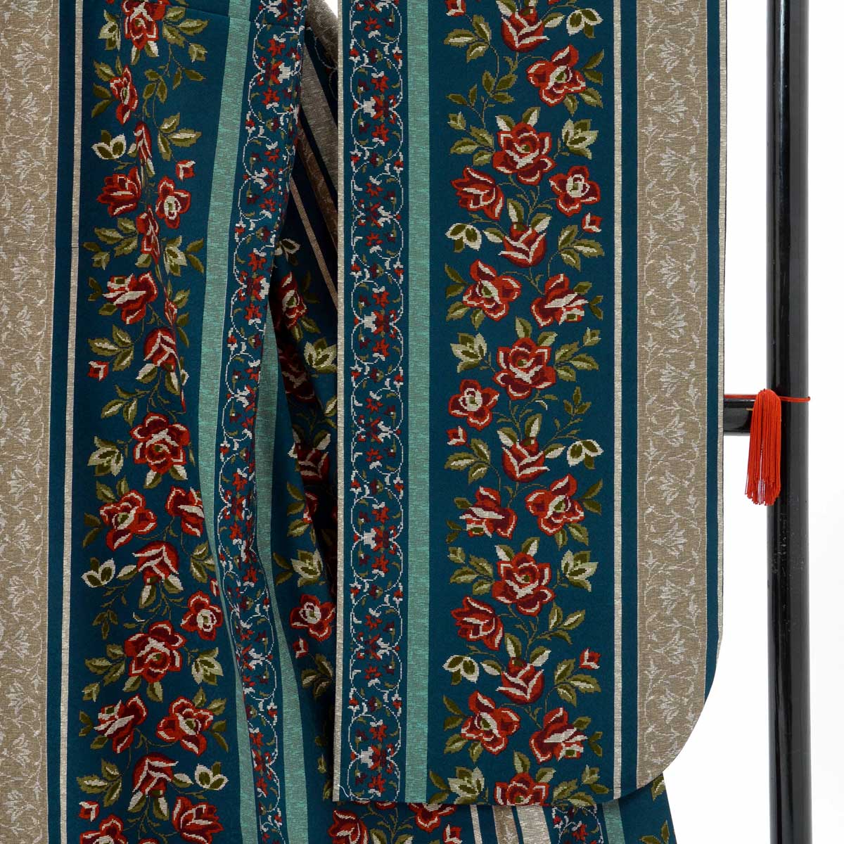 和風館　振り袖　ゴブラン織調薔薇 振袖： R2073和風館ブルー ゴブラン織調薔薇