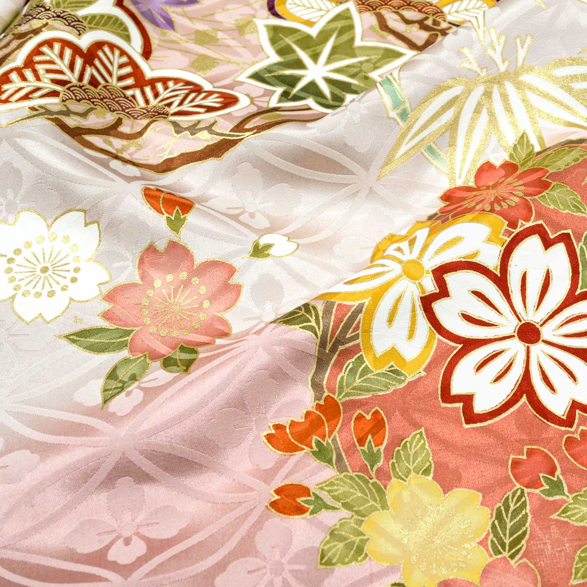 振袖： R2074吉澤の友禅【吉澤の友禅】薄ピンク 花丸文