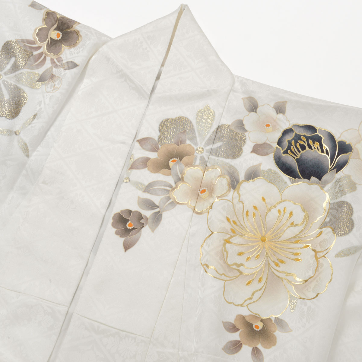 専用　振袖　花文様　美品　白地　大きいサイズ 振袖： R2075白 大桜に椿(R2099)