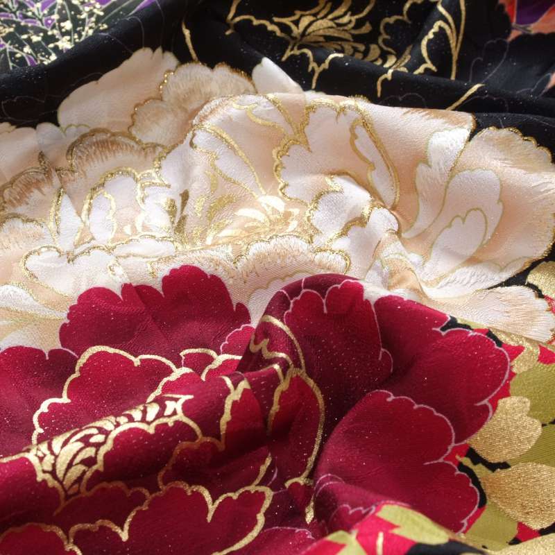 ◾️極上の振袖◾️瑠璃色◾️牡丹柄◾️ラインストーン◾️高級手縫いフルオーダー◾️フルセット モード 緑/白/黒 牡丹柄/大柄 派手 ギャル系振袖 目立つ かっこいい