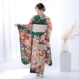 振袖：R2097 赤 毬に桜菊雪輪（絹）(R1816)│ 振袖レンタル │ 京都