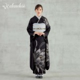 振袖：R2116 カランコエ 黒 銀月下美人│ 振袖レンタル │ 京都
