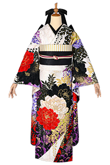 振袖： R2092Lako Kula紫 大牡丹と藤☆(絹)(R1722)
