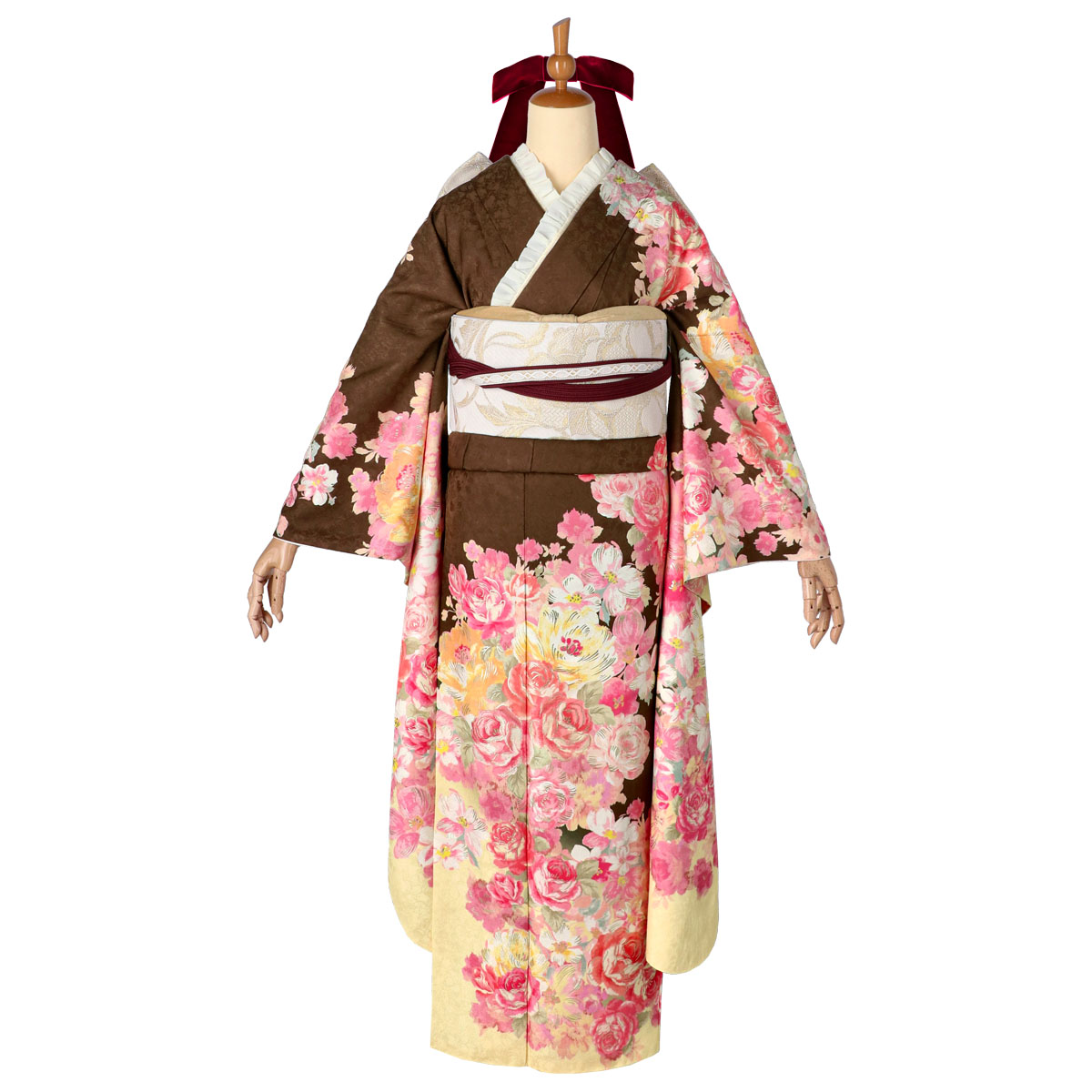 振袖：R2146 LIZ LISA 茶 薔薇尽し│ 振袖レンタル │ 京都着物