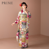 振袖：R2175 PRIME 紅 段違いに花丸文│ 振袖レンタル │ 京都着物