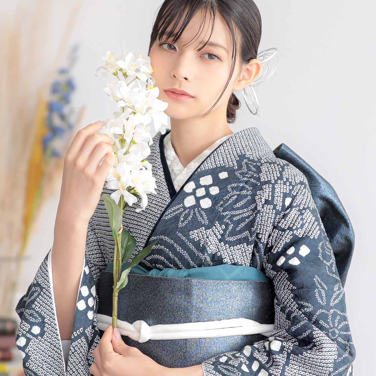 総絞り   みー様  お振袖 単品 最上級“藤娘きぬたや” 白/ピンク 藤の花 総絞り振袖ネットレンタル