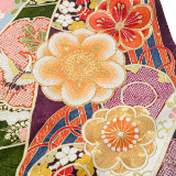 振袖： R2185汕頭刺繍 淡ブルーグレー 梅に菊