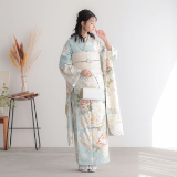 振袖：R2199 水色 菊に牡丹│ 振袖レンタル │ 京都着物レンタル夢館