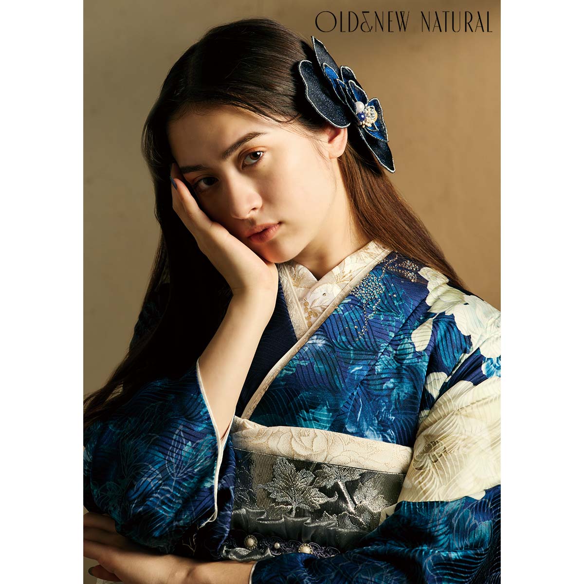アンティーク【人気の青系振袖】 振袖：R2207 OLD&NEW 青 牡丹│ 振袖レンタル │ 京都着物レンタル夢館