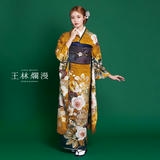 振袖：R2219 王林浪漫 金茶 梅に松│ 振袖レンタル │ 京都着物