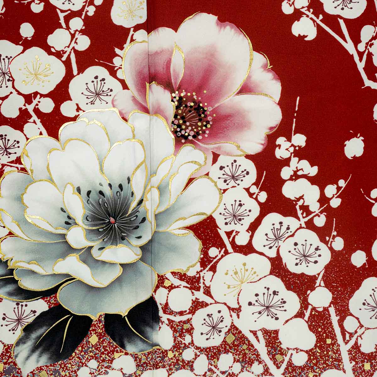 振袖：R2221 玉城ティナ×紅一点 玉城ティナ×紅一点 赤 梅に牡丹│ 振袖