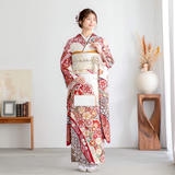 振袖：R2231 桂由美 赤×白 桜に菊│ 振袖レンタル │ 京都着物レンタル夢館