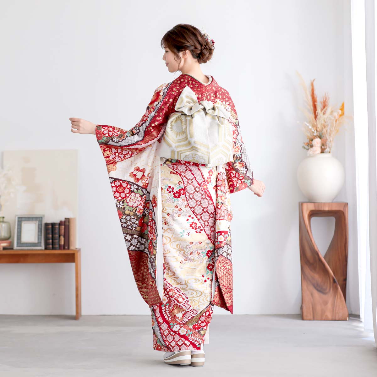 □逸品□総絞り□菊花模様□古典正絹振袖フルセット□成人式結婚式