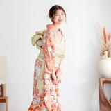 振袖：R2232 桂由美 サーモンピンクぼかし 辻が花風│ 振袖レンタル