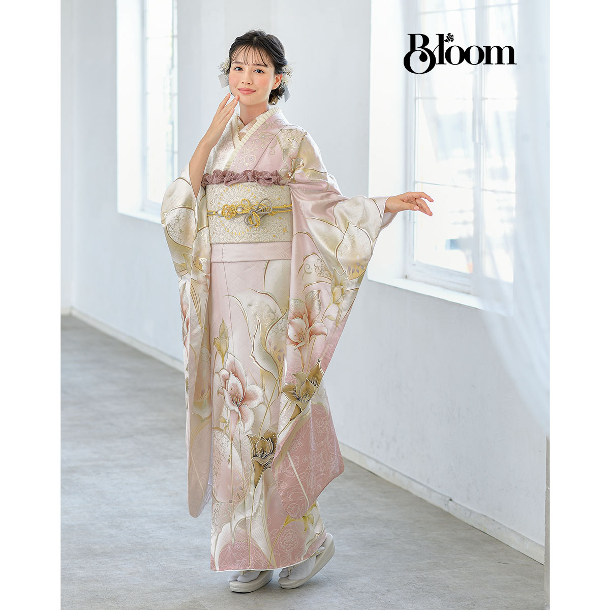 振袖：R2234 Bloom 淡ピンク カサブランカ│ 振袖レンタル │ 京都着物